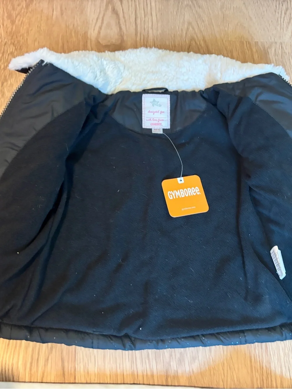 Gymboree Black Puffer Jacket with White Faux Fur Collar